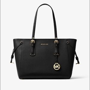Michael Kors Women's Black Voyager Medium Top Zip Tote